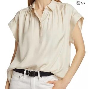 Rag & Bone top Robin silk blend blouse ivory size Medium M